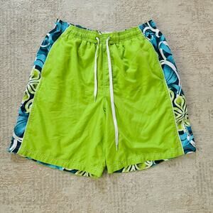 Speedo Mens green blue mens lined swimming trunks size large